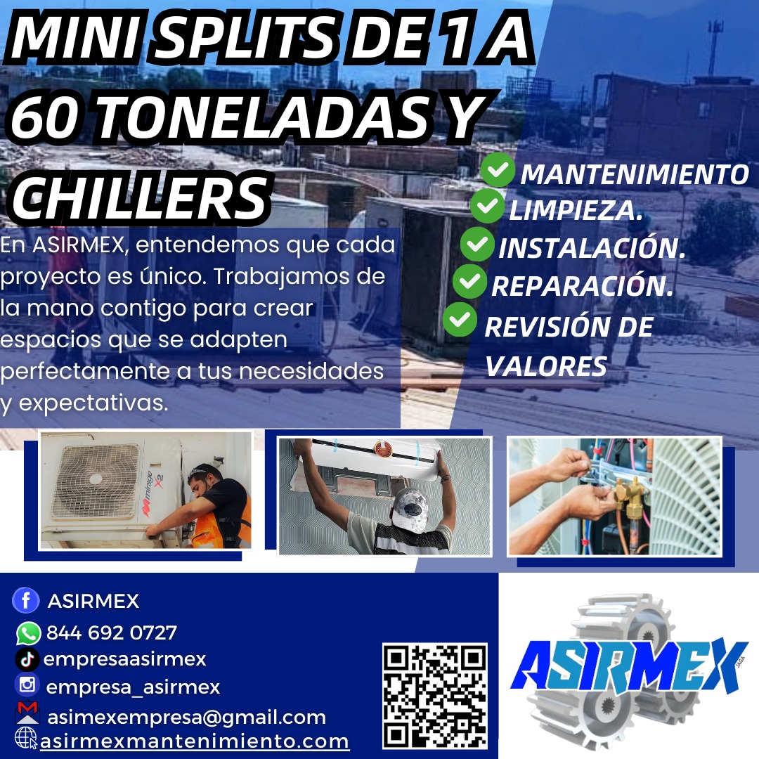 Mini splits de 1 a 60 toneladas o chillers